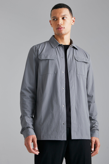 Tall - Tunn Skjortjacka I Bäckebölja, Grey