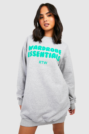 Wardrobe Essentials Sweatshirtklänning Med Tryck, Grey