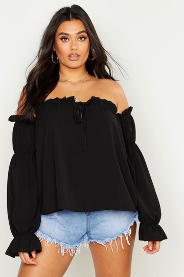 Plus - Off Shoulder-Topp, Black