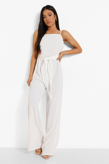 Petite - Jumpsuit I Linneimitation Med Vida Ben, White