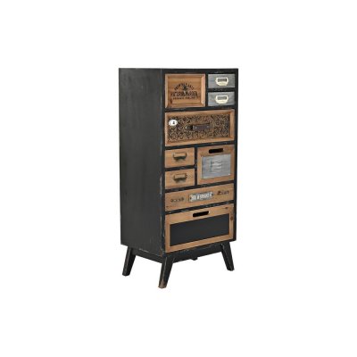 Byrå DKD Home Decor Gran Naturell Svart MDF Vintage (48 x 32 x 101 cm)