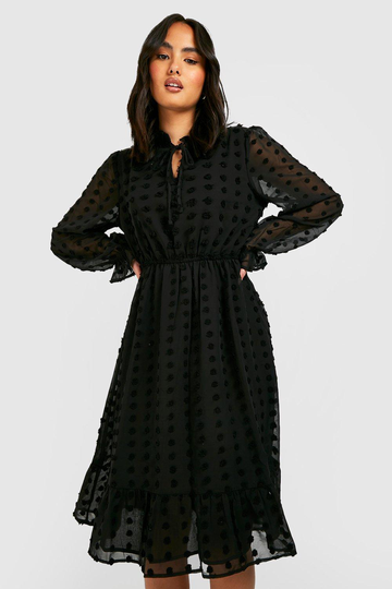 Klänning Med Knytdetalj Och Struktur, Black