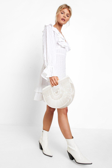 Miniklänning Med Volanger, White