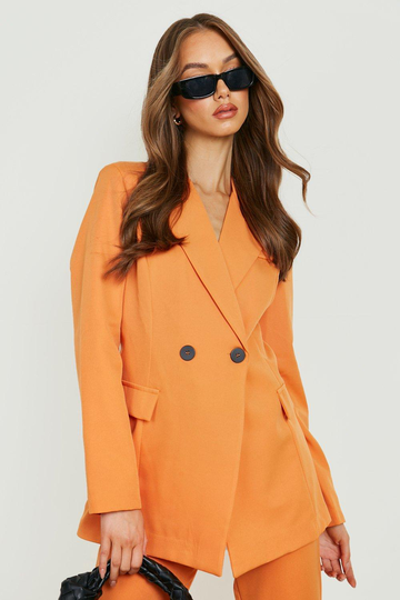 Dubbelknäppt Kavaj Med Knappar, Orange