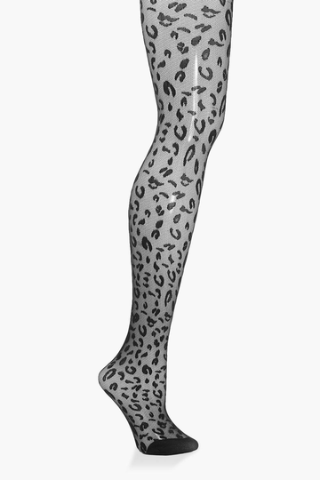 Leopardmönstrade Strumpbyxor, Black
