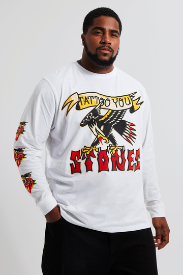 Plus Rolling Stones Långärmad T-Shirt, White