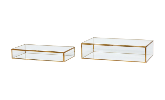 FÖRVARINGSLÅDA 2-pack L Glas/Mässing