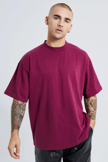 Oversize T-Shirt Med Hög Halsmudd, Red