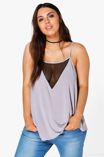 Plus - Linne Med Mesh Framtill, Grey