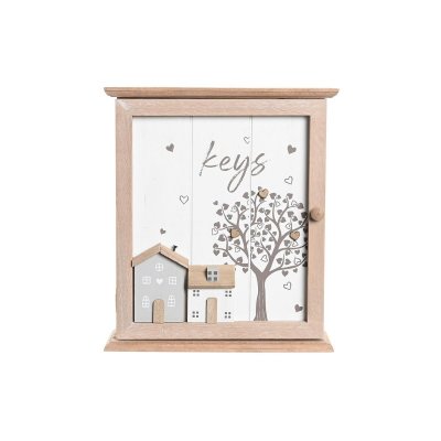 Nyckelskåp DKD Home Decor Naturell Vit Trä MDF (22 x 7 x 25 cm)
