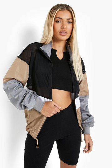 Vindjacka Med Meshpaneler, Beige
