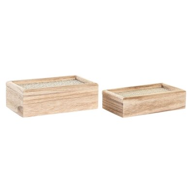Uppsättning med Dekorativa Lådor DKD Home Decor Naturell MDF (24 x 14 x 8 cm)