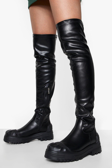Overknees Med Stretch, Black