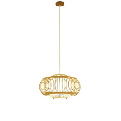 Taklampa DKD Home Decor Polyester Bambu (40 x 40 x 18 cm)
