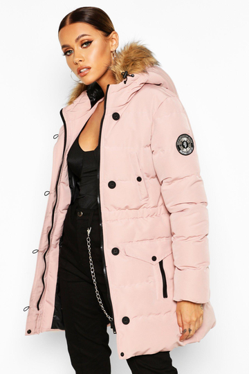 Parkasjacka Med Fuskpäls, Pink