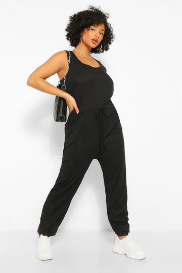 Plus - Mjuk Jumpsuit Med U-Ringning, Black