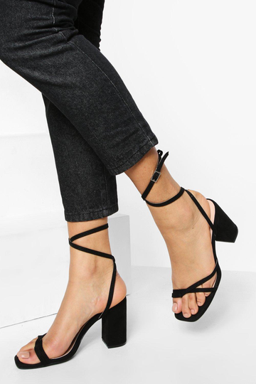 Remsandaletter Med Tårem Och Blockklack, Black