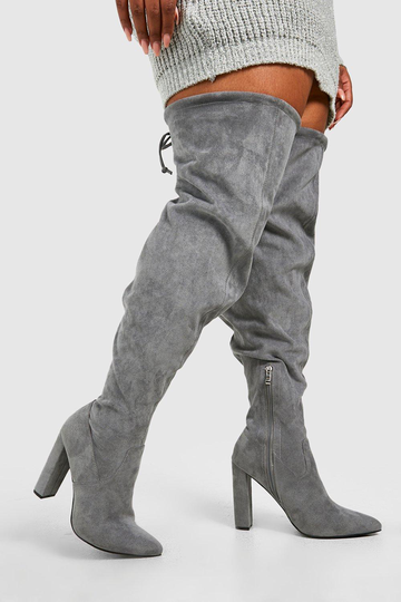 Overknee Stövlar Med Bred Passform Och Klack, Grey