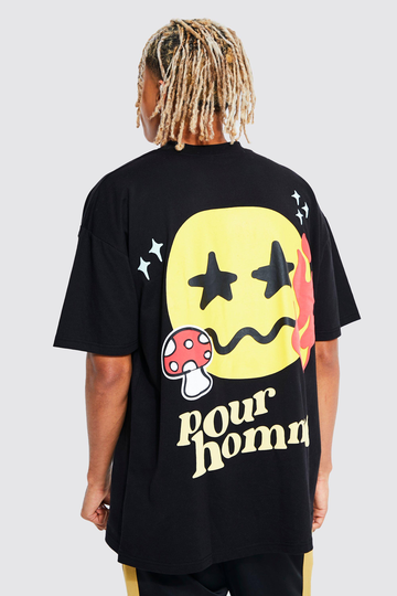 Tall Oversized T-Shirt Med Hög Halsmudd, Black