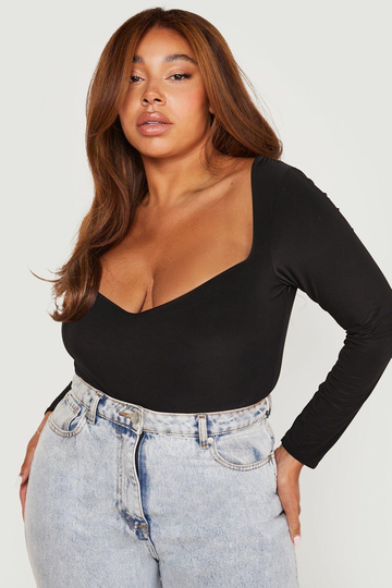 Plus - Body Med Hjärtformad Skärning, Black