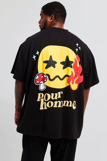 Plus - Oversized T-Shirt Med Hög Halsmudd, Black