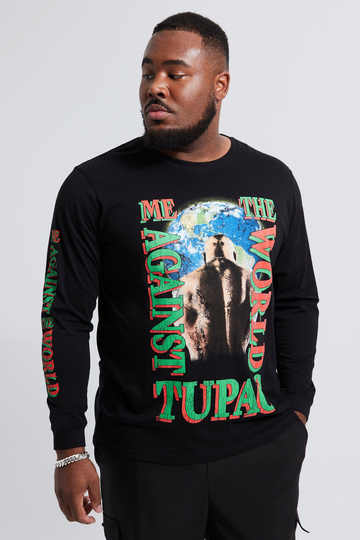 Plus - Homme Tupac Långärmad T-Shirt, Black