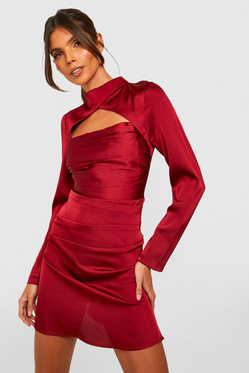 Satinklänning Med Cut-Out, Red
