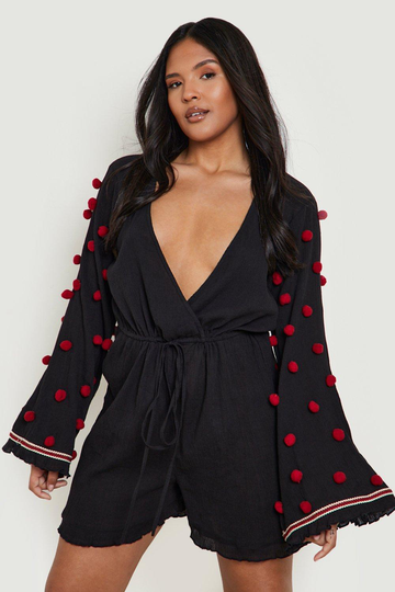 Plus - Strandromper Med Bollfrans, Black