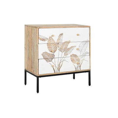 Kommod DKD Home Decor Naturell Svart Metall Vit Mangoträ Tropiskt (75 x 40 x 80 cm)