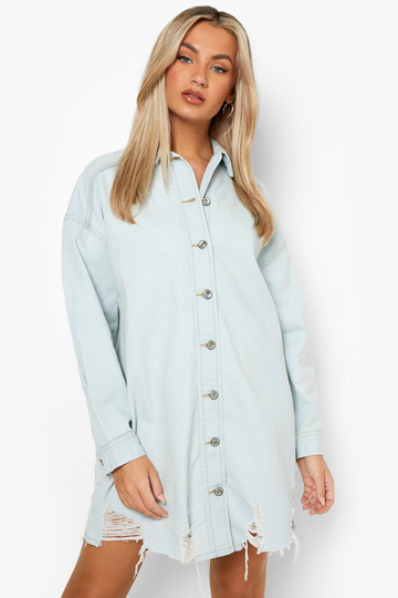 Skjortklänning I Sliten Denim
