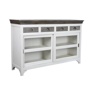 Skänk DKD Home Decor Glas Grå Vit Mörkbrun Mangoträ (165 x 45,7 x 105,4 cm)