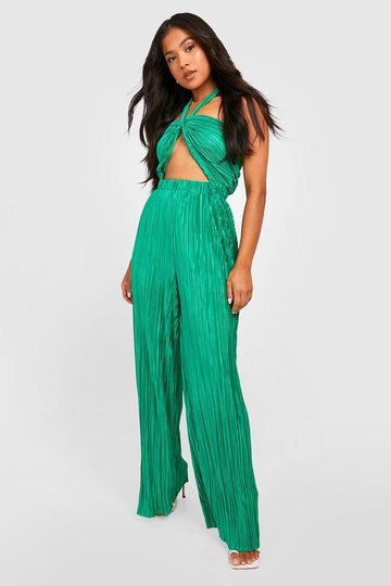 Petite Jumpsuit Med Halterneck Och Cut-Out, Green