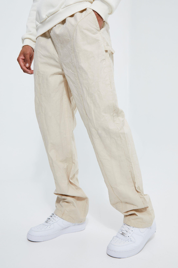 Loose Fit Byxor Med Paneler, White