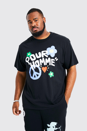 Plus - Pour Homme Oversize T-Shirt, Black