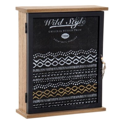 Nyckelskåp DKD Home Decor Wild Style Svart Glas Trä MDF (22 x 7 x 26 cm)