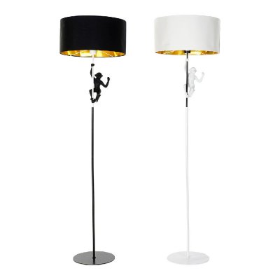 Golvlampa DKD Home Decor Vit Svart Polyester Metall Harts Gyllene Apa (2 pcs) (44 x 44 x 166 cm)