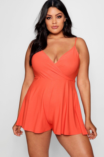 Plus - Romper I Omlottmodell, Orange