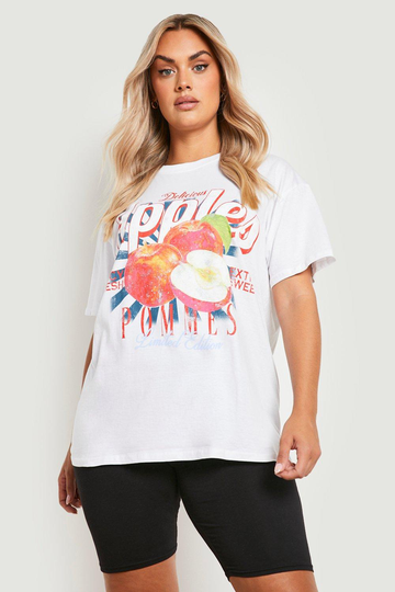 Plus - Mönstrad T-Shirt, White
