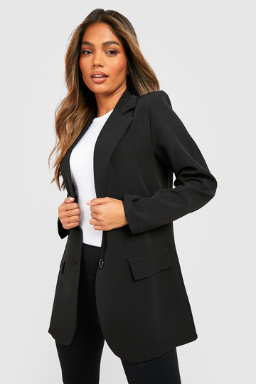 Basic Enkelknäppt Figursydd Kavaj, Black