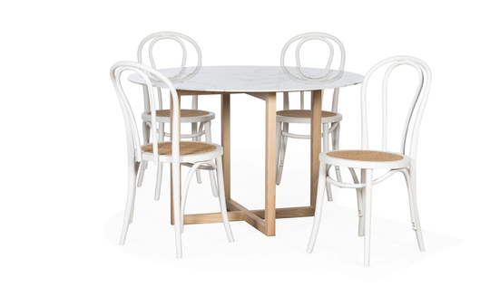 SELINE/CHOLET Matgrupp 4 Stolar Marmor/Vit