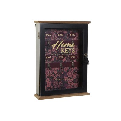 Nyckelskåp DKD Home Decor Glas Svart Rosa MDF (22 x 6 x 30 cm)