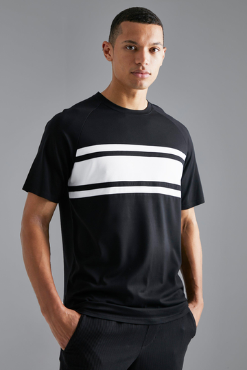 Tall - T-Shirt Med Paneler, Black