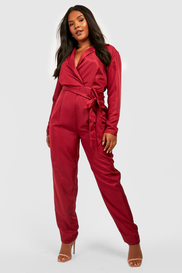 Plus - Jumpsuit Med Omlott, Red