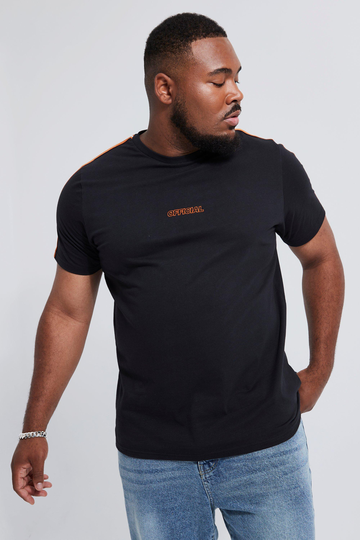 Plus - Man T-Shirt I Slim Fit Med Kantband, Black