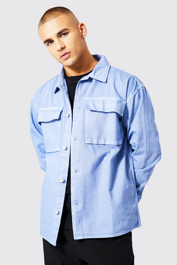 Oversized Överfärgad Jeansskjorta, Purple