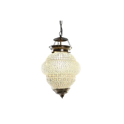 Taklampa DKD Home Decor Glas Metall Vit 25 W (23 x 23 x 33 cm)