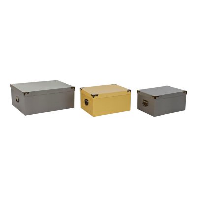 Uppsättning med Dekorativa Lådor DKD Home Decor Metall Papp (3 pcs)