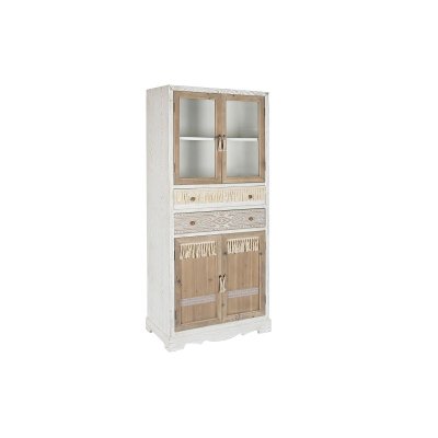 Skåp DKD Home Decor Gran Glas Naturell Vit (86 x 40 x 180 cm) (80 x 42 x 180 cm)