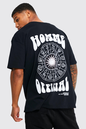 T-Shirt Med Ledig Passform Och Tryck, Black