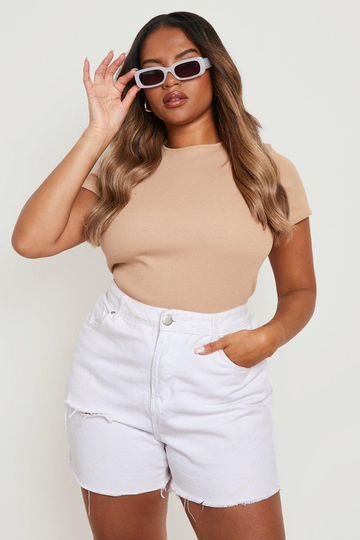 Plus - Kortärmad Body, Beige